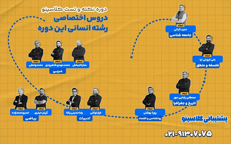 اساتید دوره نکته و تست رشته انسانی