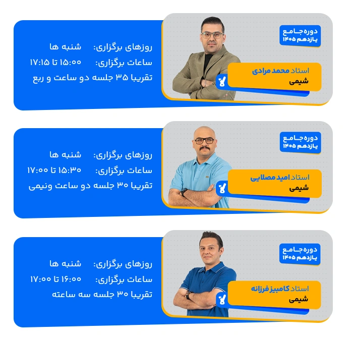 برنامه کلاسی شیمی یازدهم 