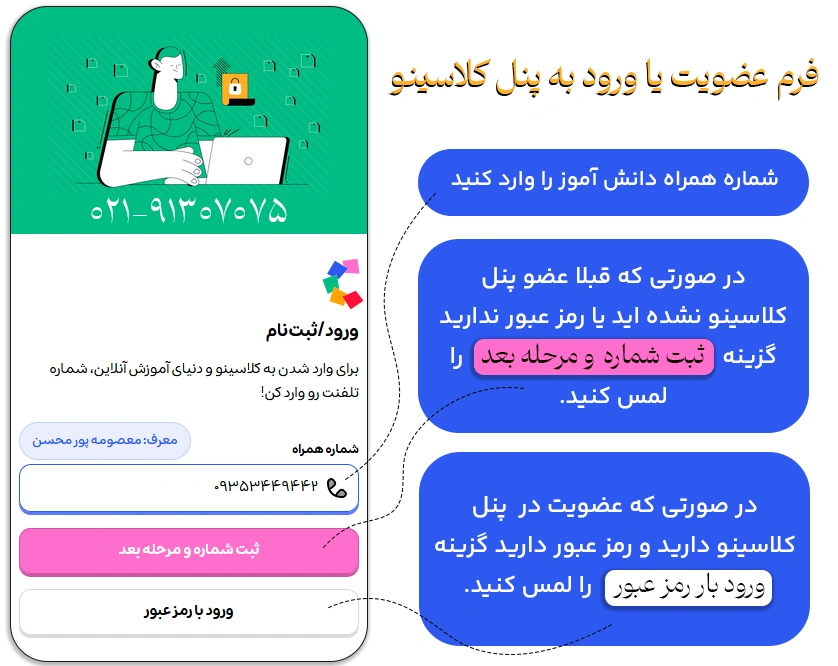 راهنمای ثبت نام در پنل کلاسینو