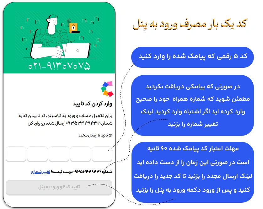 کد otp برای ورود به پنل